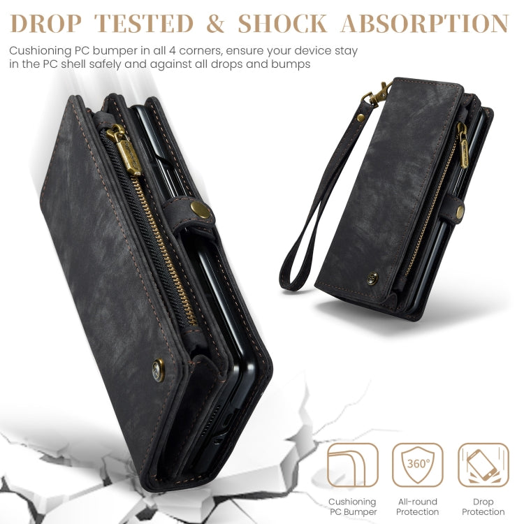 CaseMe 008 Custodia in pelle per telefono a portafoglio con cerniera multifunzionale, For Samsung Galaxy Z Fold5