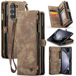 CaseMe 008 Custodia in pelle per telefono a portafoglio con cerniera multifunzionale, For Samsung Galaxy Z Fold5