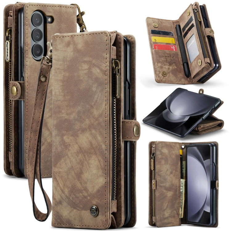 CaseMe 008 Custodia in pelle per telefono a portafoglio con cerniera multifunzionale, For Samsung Galaxy Z Fold5
