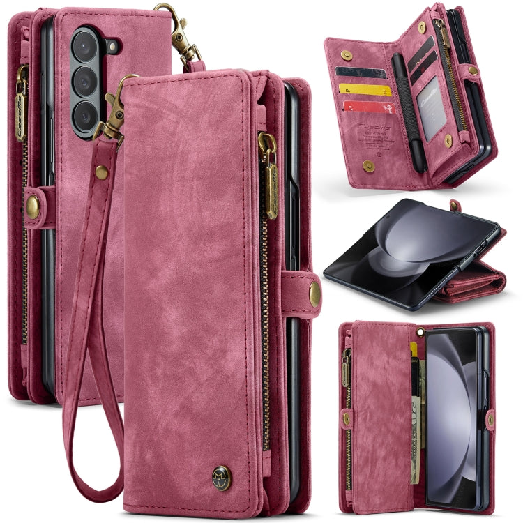 CaseMe 008 Custodia in pelle per telefono a portafoglio con cerniera multifunzionale, For Samsung Galaxy Z Fold5