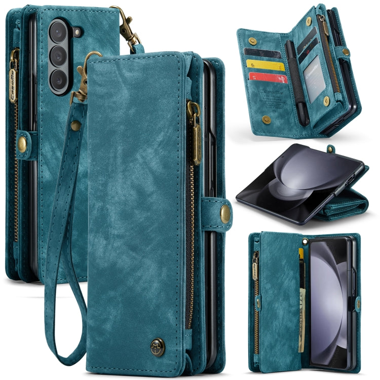 CaseMe 008 Custodia in pelle per telefono a portafoglio con cerniera multifunzionale, For Samsung Galaxy Z Fold5