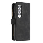 Custodia per cellulare in pelle con cerniera a rombo, For Samsung Galaxy Z Fold4, For Samsung Galaxy Z Fold3