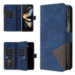Custodia per cellulare in pelle con cerniera a rombo, For Samsung Galaxy Z Fold4, For Samsung Galaxy Z Fold3
