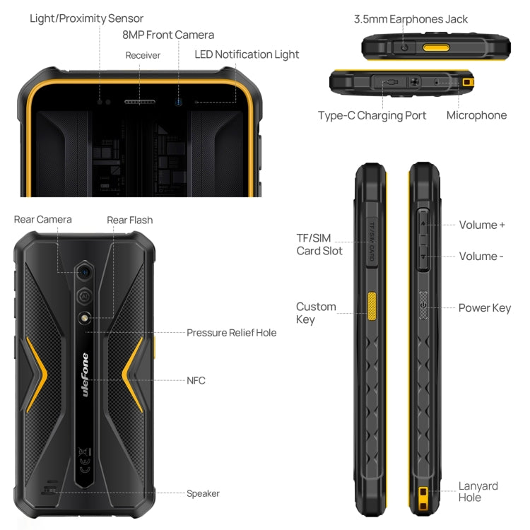 Ulefone Armor X12 Pro, telefono robusto IP68/IP69K, Android 13 MediaTek Helio G36 Octa Core da 5,45 pollici, rete: 4G, NFC, 4GB+64GB