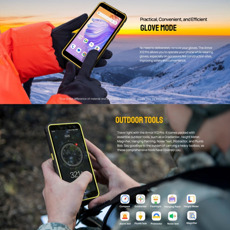 Ulefone Armor X12 Pro, telefono robusto IP68/IP69K, Android 13 MediaTek Helio G36 Octa Core da 5,45 pollici, rete: 4G, NFC, 4GB+64GB