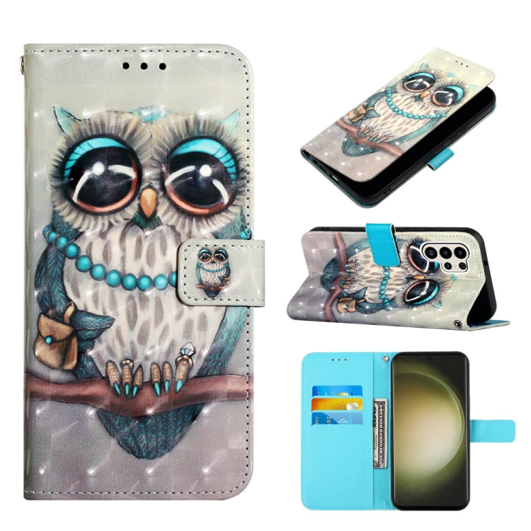 Custodia per telefono in pelle a vibrazione orizzontale con pittura 3D, For Samsung Galaxy S24 Ultra 5G, For Samsung Galaxy S24+ 5G, For Samsung Galaxy S24 5G