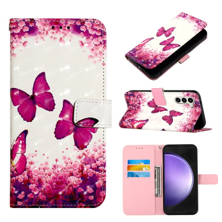 Custodia per telefono in pelle a vibrazione orizzontale con pittura 3D, For Samsung Galaxy S24 Ultra 5G, For Samsung Galaxy S24+ 5G, For Samsung Galaxy S24 5G