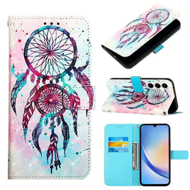 Custodia per telefono in pelle a vibrazione orizzontale con pittura 3D, For Samsung Galaxy Xcover7, For Samsung Galaxy A55, For Samsung Galaxy A35 5G