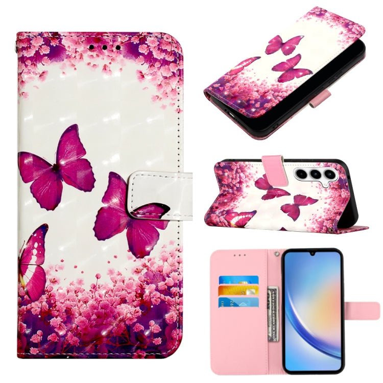 Custodia per telefono in pelle a vibrazione orizzontale con pittura 3D, For Samsung Galaxy Xcover7, For Samsung Galaxy A55, For Samsung Galaxy A35 5G