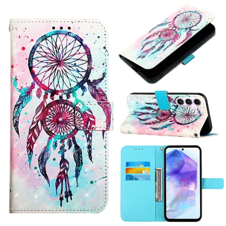 Custodia per telefono in pelle a vibrazione orizzontale con pittura 3D, For Samsung Galaxy Xcover7, For Samsung Galaxy A55, For Samsung Galaxy A35 5G