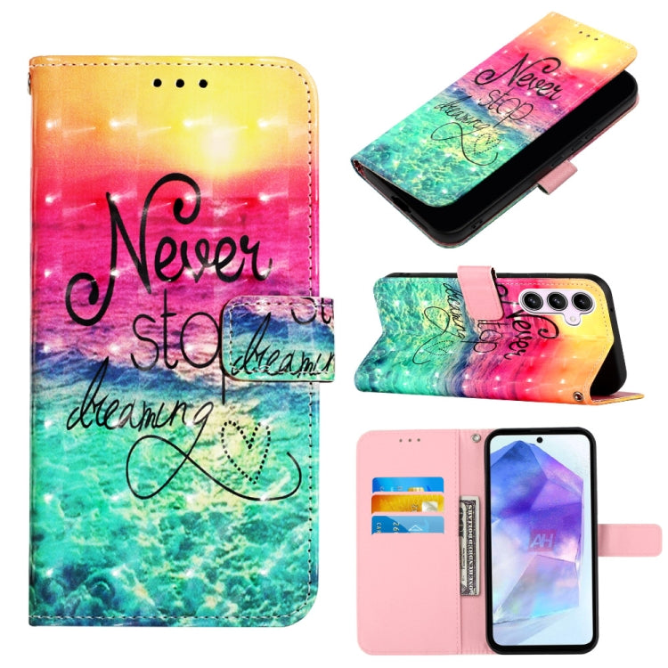 Custodia per telefono in pelle a vibrazione orizzontale con pittura 3D, For Samsung Galaxy Xcover7, For Samsung Galaxy A55, For Samsung Galaxy A35 5G