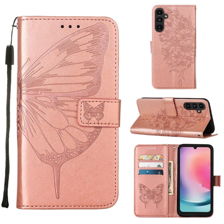 Custodia per telefono in pelle con farfalla goffrata, For Samsung Galaxy A06 4G / 5G, For Samsung Galaxy A15, For Samsung Galaxy A05