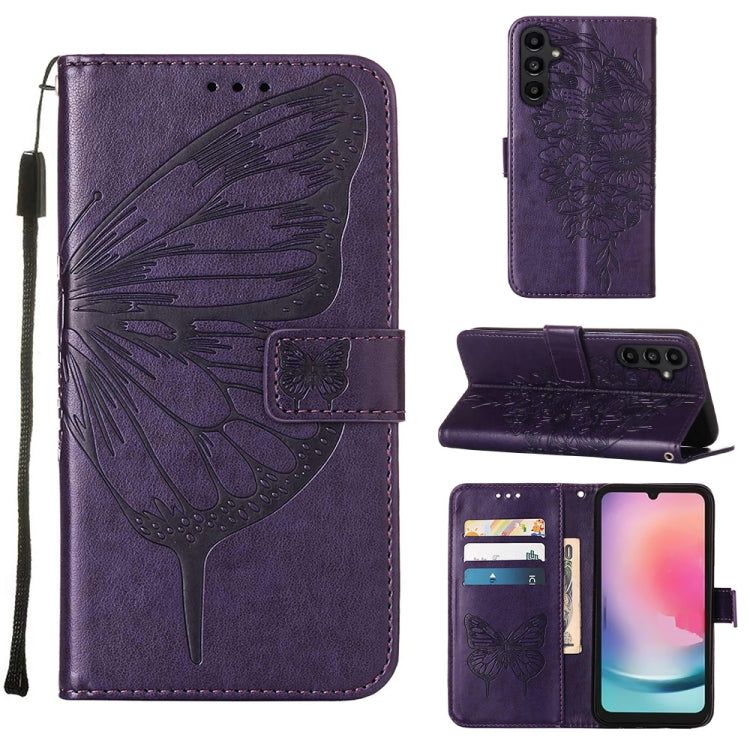 Custodia per telefono in pelle con farfalla goffrata, For Samsung Galaxy A06 4G / 5G, For Samsung Galaxy A15, For Samsung Galaxy A05