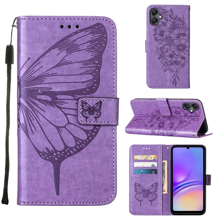 Custodia per telefono in pelle con farfalla goffrata, For Samsung Galaxy A06 4G / 5G, For Samsung Galaxy A15, For Samsung Galaxy A05