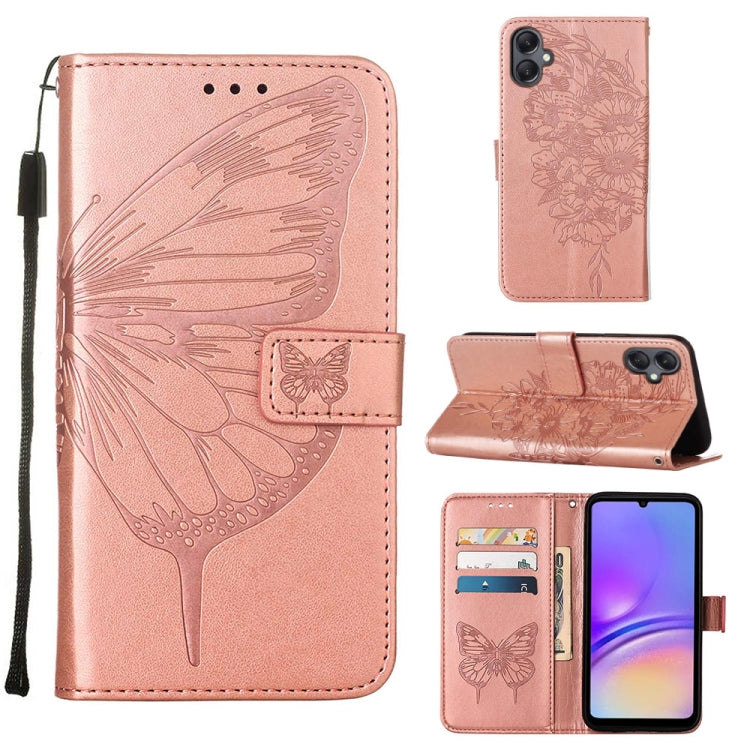 Custodia per telefono in pelle con farfalla goffrata, For Samsung Galaxy A06 4G / 5G, For Samsung Galaxy A15, For Samsung Galaxy A05