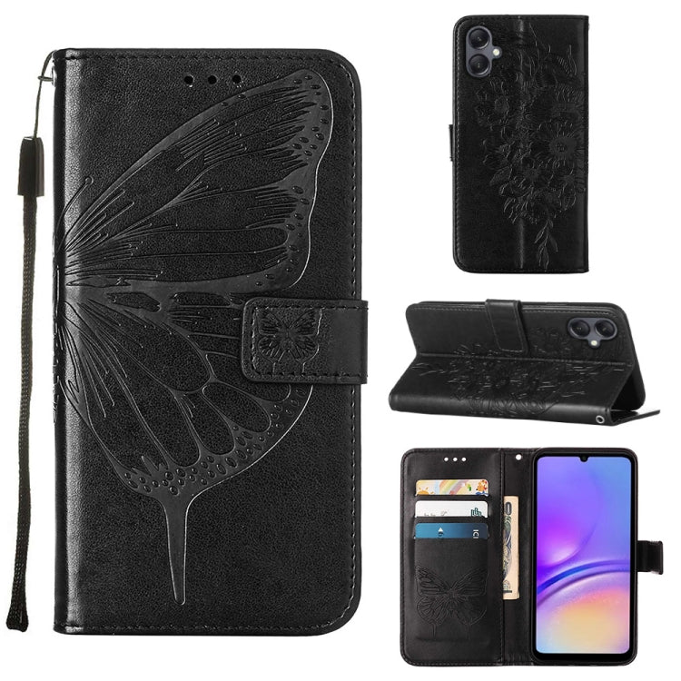 Custodia per telefono in pelle con farfalla goffrata, For Samsung Galaxy A06 4G / 5G, For Samsung Galaxy A15, For Samsung Galaxy A05