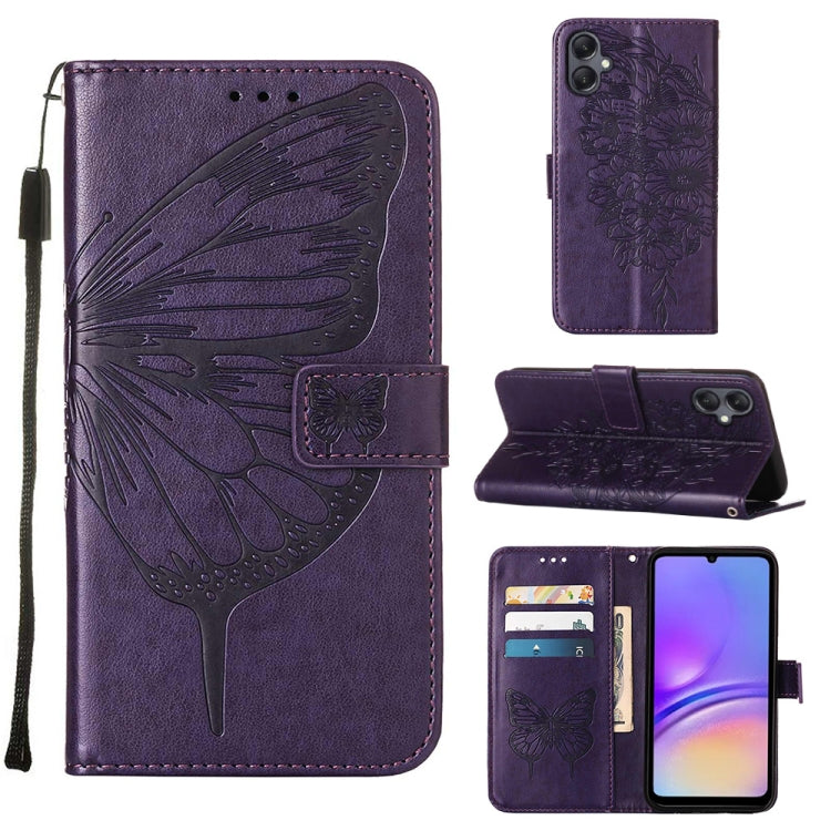 Custodia per telefono in pelle con farfalla goffrata, For Samsung Galaxy A06 4G / 5G, For Samsung Galaxy A15, For Samsung Galaxy A05