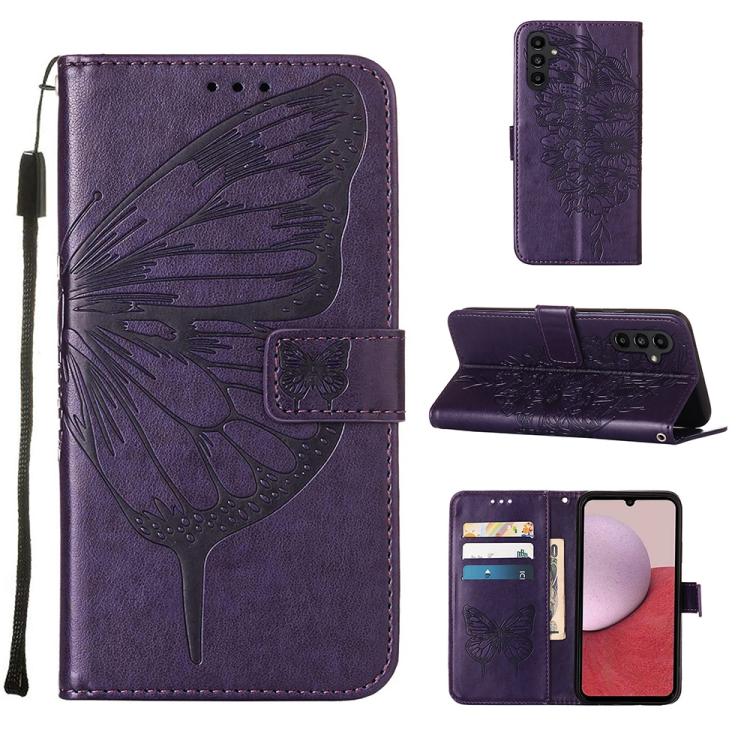 Custodia per telefono in pelle con farfalla goffrata, For Samsung Galaxy A24 4G