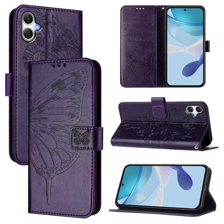 Custodia per telefono in pelle con farfalla goffrata, For Samsung Galaxy A06 4G / 5G, For Samsung Galaxy A15, For Samsung Galaxy A05
