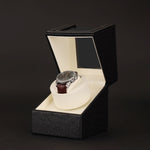 Scatola per orologi singola in pelle Agitatore per orologi con motore elettrico Agitatore automatico per orologi, spina americana, Single, Ostrich Pattern, Single, Carbon Fibre, Single, Black, Single, Dark Brown