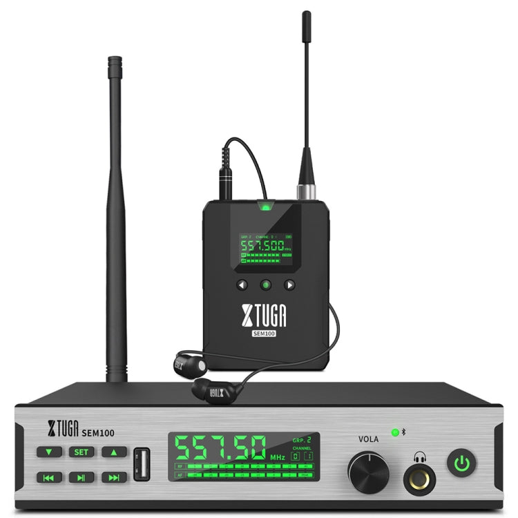 XTUGA SEM100 Sistema di monitoraggio auricolare wireless professionale, 1 BodyPacks, 2 BodyPacks