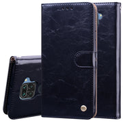 Custodia in pelle a vibrazione orizzontale con struttura in cera d'olio stile business con supporto, slot per schede e portafoglio, For Samsung Galaxy A41, For Xiaomi Redmi Note 9