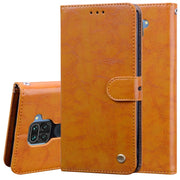 Custodia in pelle a vibrazione orizzontale con struttura in cera d'olio stile business con supporto, slot per schede e portafoglio, For Samsung Galaxy A41, For Xiaomi Redmi Note 9