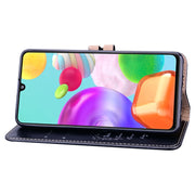 Custodia in pelle a vibrazione orizzontale con struttura in cera d'olio stile business con supporto, slot per schede e portafoglio, For Samsung Galaxy A41, For Xiaomi Redmi Note 9