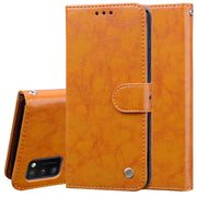 Custodia in pelle a vibrazione orizzontale con struttura in cera d'olio stile business con supporto, slot per schede e portafoglio, For Samsung Galaxy A41, For Xiaomi Redmi Note 9