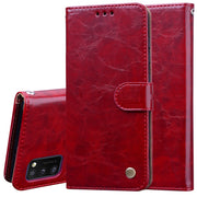 Custodia in pelle a vibrazione orizzontale con struttura in cera d'olio stile business con supporto, slot per schede e portafoglio, For Samsung Galaxy A41, For Xiaomi Redmi Note 9