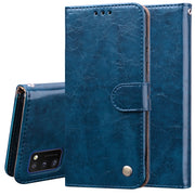 Custodia in pelle a vibrazione orizzontale con struttura in cera d'olio stile business con supporto, slot per schede e portafoglio, For Samsung Galaxy A41, For Xiaomi Redmi Note 9