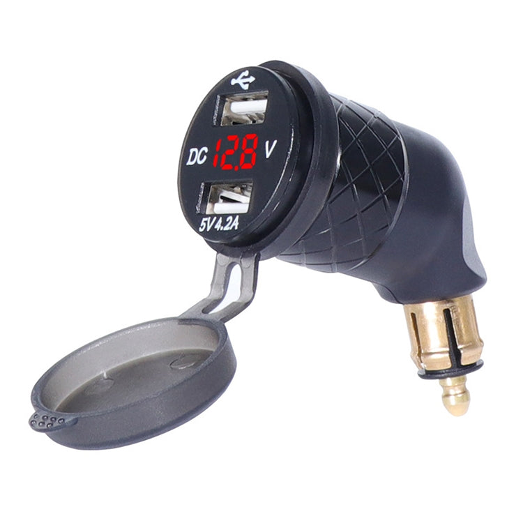 Caricatore a gomito per motocicletta speciale con spina europea tedesca Caricatore doppio voltmetro USB 4.2A, Black, Blue, Red, Gold