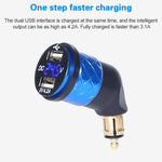 Caricatore a gomito per motocicletta speciale con spina europea tedesca Caricatore doppio voltmetro USB 4.2A, Black, Blue, Red, Gold