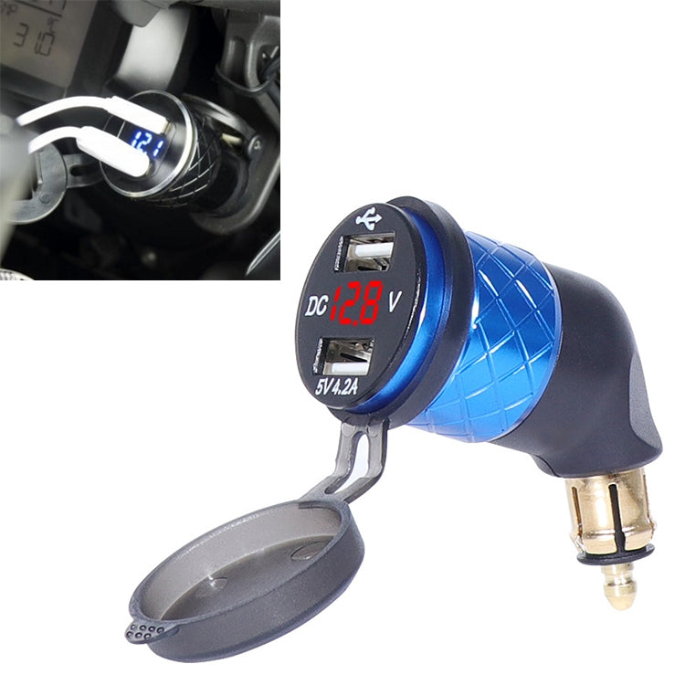 Caricatore a gomito per motocicletta speciale con spina europea tedesca Caricatore doppio voltmetro USB 4.2A, Black, Blue, Red, Gold