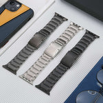 Cinturino per orologio in acciaio al titanio con fibbia tartarugata a cinque perline, For Apple Watch Series 6 44mm, For Apple Watch Series 5 44mm, For Apple Watch Series 4 44mm, For Apple Watch 42mm, For Apple Watch Series 3 42mm                      ...