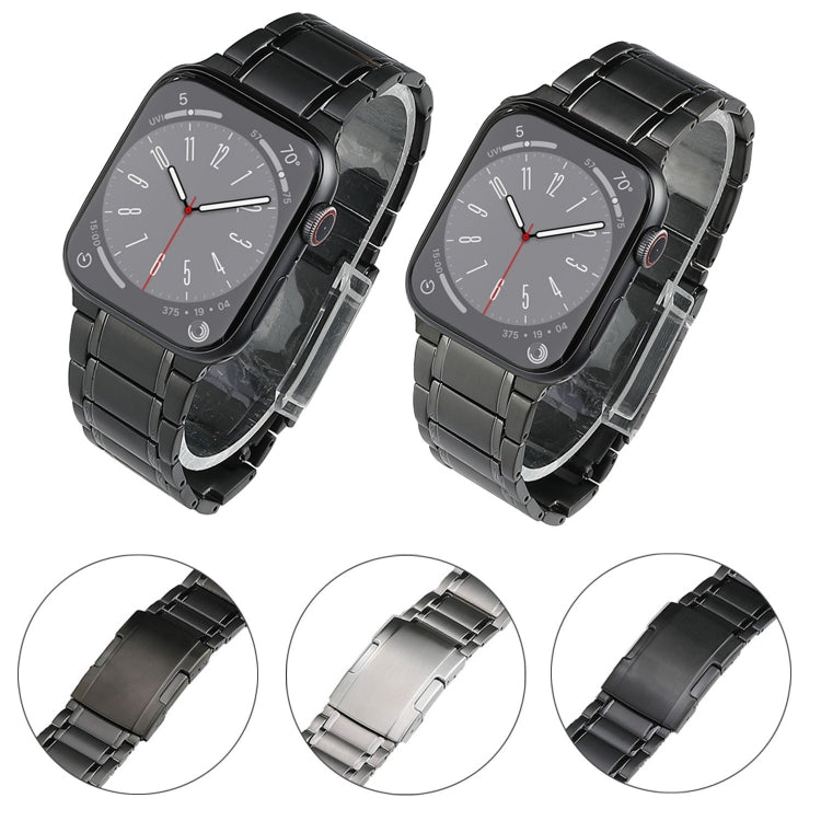 Cinturino per orologio in acciaio al titanio con fibbia tartarugata a cinque perline, For Apple Watch Ultra 49mm, For Apple Watch SE 2023 44mm, For Apple Watch Ultra 2 49mm, For Apple Watch Series 9 45mm, For Apple Watch SE 2022 44mm                   ...