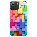 Custodia per telefono in vetro antiurto con motivo a mattoncini colorati, For iPhone 6s / 6