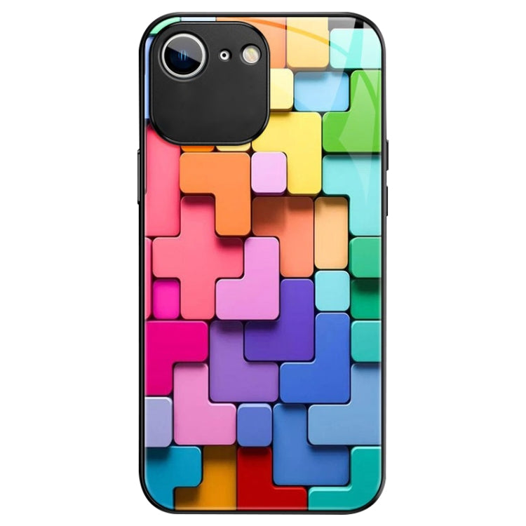 Custodia per telefono in vetro antiurto con motivo a mattoncini colorati, For iPhone 6s / 6