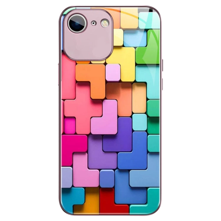 Custodia per telefono in vetro antiurto con motivo a mattoncini colorati, For iPhone 6s / 6