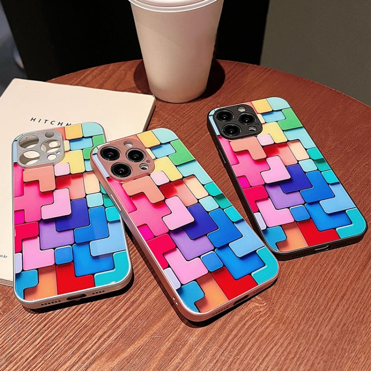 Custodia per telefono in vetro antiurto con motivo a mattoncini colorati, For iPhone 6s / 6
