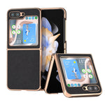 Cassa del telefono di struttura del litchi di placcatura nano, For Samsung Galaxy Z Flip5