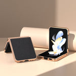 Cassa del telefono di struttura del litchi di placcatura nano, For Samsung Galaxy Z Flip5