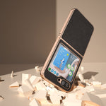Cassa del telefono di struttura del litchi di placcatura nano, For Samsung Galaxy Z Flip5