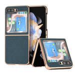Cassa del telefono di struttura del litchi di placcatura nano, For Samsung Galaxy Z Flip5