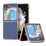 Cassa del telefono di struttura del litchi di placcatura nano, For Samsung Galaxy Z Flip5