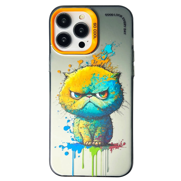 Cassa del telefono della pittura a olio animale di serie dell'argento di colore di doppio strato, For iPhone 14 Pro