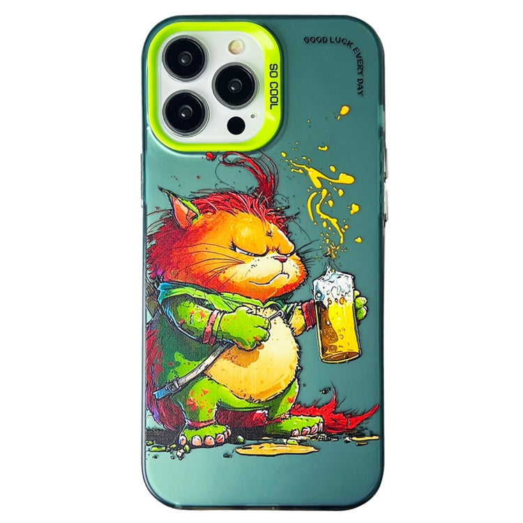 Cassa del telefono della pittura a olio animale di serie dell'argento di colore di doppio strato, For iPhone 14 Pro