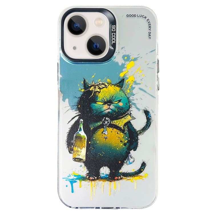 Cassa del telefono della pittura a olio animale di serie dell'argento di colore di doppio strato, For iPhone 13