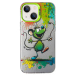 Cassa del telefono della pittura a olio animale di serie dell'argento di colore di doppio strato, For iPhone 13