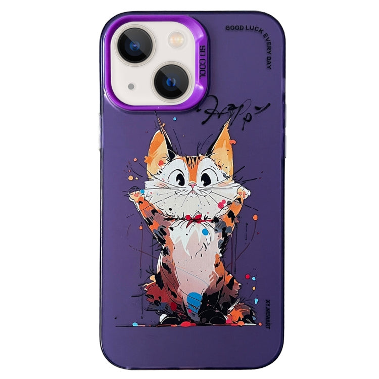 Cassa del telefono della pittura a olio animale di serie dell'argento di colore di doppio strato, For iPhone 13